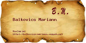 Balkovics Mariann névjegykártya